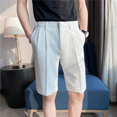 Threebooy British Style Men's Summer Slim Fit Casual Shorts/Male High Quality Fashion Solid Color Shorts