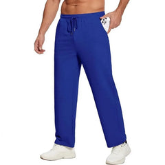 Threebooy Men's Open Straight Fitness Sports Pants Casual Pants with Pockets