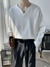 Threebooy Light Luxury Top High-end Niche Designer V-neck Long-sleeved T-shirt Men Spring Autumn Trendy Versatile Base Shirt Aesthetic