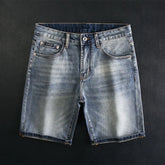 Threebooy New Spring/Autumn Trendy Solid Color Retro Sports Straight Leg Stretch Denim Pants Men's Casual Loose High Quality Denim Shorts
