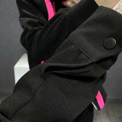 Threebooy Mens Splicing Contrast Color Double Zipper Jacket Autumn Fashion Streetwear All-Match Casual Long Sleeve Top Men'S Clothing