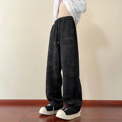 Threebooy New Spring Men's Casual pants Sweatpants Wide Leg Straight Loose Pants Korean Fashion Patchwork Knit Long Track Trousers