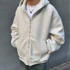 Threebooy New Men's Autumn Winter Zip Up Hoodie Jacket Casual 3D Backpack Design Streetwear Durable Versatile Fashion Outerwear Coats Warm