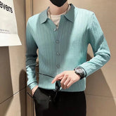 Threebooy Cardigans Men Cotton Sweater Long Sleeve Mens Lapel Sweaters Loose Solid Button Tops Fit Knitting Casual Style Clothing 3XL