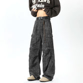 Threebooy Jeans Pants Big pocket American Mainstream Hip Hop Skateboard Men Women Streetwear Gothic High Street Super Loose Jeans