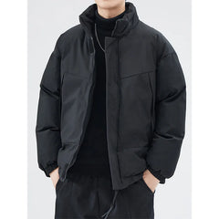 Threebooy Autumn winter new cotton warm standing collar cotton jacket men loose casual cotton jacket men
