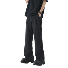 Threebooy Men's Wide Leg Pants Thin Man Black Comfortable Pant Summer Casual Streetwear Loose Trouser Japanese 5XL Trendy Fashion
