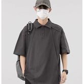 Threebooy Men's Fashionable and Versatile Polo Shirt 2025 Summer Short-sleeved New Trendy Embroidered Collar T-shirt