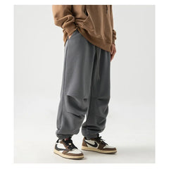Threebooy Polar Fleece Double Pleated Sweatpants Men's Autumn Winter New Paratrooper Pants Loose Trendy Brand Casual