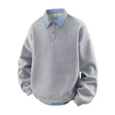 Threebooy Autumn and Spring New Fashion Solid Color American Vintage Polo Shirt Sweatshirt Men's Casual Loose Sports High Quality Top