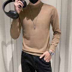 Threebooy Autumn and Winter New Men Turtleneck Pullover Sweater Fashion Solid Color Thick And Warm Bottoming Shirt Male Clothes