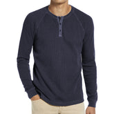 Threebooy European and American Men's Long-sleeved T-shirt Men's Base Shirt Round Neck Henry Shirt