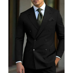 Threebooy Classic Mens Suits Slim Fit 2 Piece Double Breasted Peak Lapel Luxury Men Wedding Suit Tuxedo For Prom Party