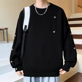 Threebooy Fashion Mock Neck Knitted Sweater Men Autumn Winter Warm Knitting Pullovers Solid Color Thick Youthful Loose Streetwear Sweaters