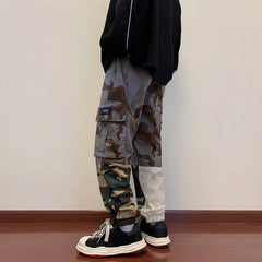 Threebooy Men's Camouflage Printing Splicing Casual Pants Hip Hop Style Joggers Sweatpants Fashion Trend Homme Trousers Size M-5XL