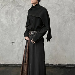 Threebooy Mens Shirt Chinese Style Ribbon Scarf Shirt Streetwear Fashion Personality Temperament Versatile Long-Sleeve Top Men'S Clothing