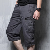 Threebooy Summer Thin Men's Seven-Half Pants Plus Size Pure Cotton Casual Outdoor Loose-Fit Multi-Pocket Work Shorts Trendy
