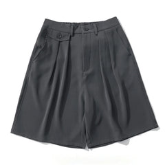 Threebooy Summer High Street Straight Suit Shorts For Men Drape Casual Baggy Wide Leg Short Pants Korean Fashion Breathable Y2K Bermudas