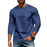 Threebooy Spring Long Sleeve Skinny T-Shirt Men Autumn Crew Neck Pullover Tees Casual Bottom Shirt Henry Collar Tshirt Men's Top Tees