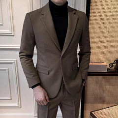 Threebooy Men's New High-End 2 Piece Fashionable Stylish Jacket Casual Business Suit Premium For Wedding Groom