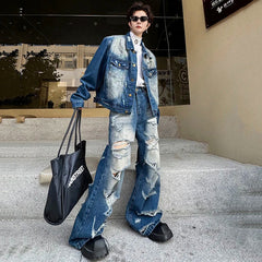 Threebooy Men's Distressed Denim Delight 2-Piece Set