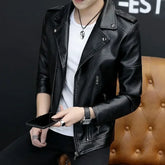 Threebooy Casual Male Leather Blazer Black High Quality Clothing Handsome Original Coat Luxury Designer Simple Breasted Men's Suit Jackets
