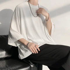Threebooy Summer Fashion Texture Men's T Shirt Casual Solid Short Sleeve Classical Tee Mens Oversized Hip-Hop Top Tees
