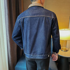 Threebooy Men's Spring High-quality Casual Denim Jackets/Male Fashion Plaid Business Denim Coat/Man Winter Streetwear Men 3XL-M