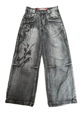 Threebooy Y2K American Vintage Fashion New Washed Old Printed Baggy Jeans Women Punk Rock Popular Casual Joker Couple High Waist Trousers