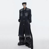 Threebooy Men's Prestige Washed Denim Trench Coat