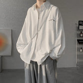 Threebooy Mens Long Sleeve Shirts Solid Color Casual Loose Fit Spring Summer Oversized Minimalist Top Breathable Comfortable Daily Wear