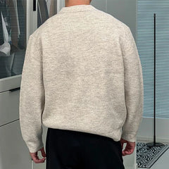 Threebooy New British Retro Men Polo Neck Sweater Light Luxury Knit Loose Long Sleeve Pullover Casual Solid Color Premium Knitwear M-3XL