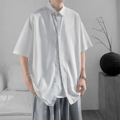 Threebooy Summer Ice Silk Soft Korean Casual Short Sleeved Shirts