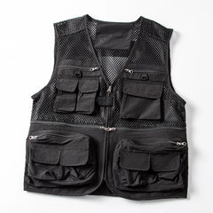 Threebooy Spring Summer Vest Thin Hollow Outdoor Leisure Multi-pocket Fishing Vest Photography Tooling Quick-drying Horse Clip Vest Jacket