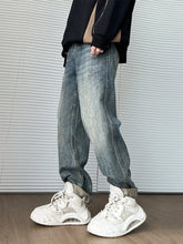 Threebooy Men's Fashion Korean Jeans Baggy Straight Vintage Denim Pants High Street Hip Hop High Quality Trousers Streetwear Male Clothes