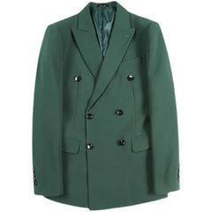 Threebooy Blazers Autumn Fit Men's Double-breasted Suit Jacket Casual Suit Collar Long Sleeves Pockets Buttons Solid Color Tops Blazer