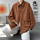 Threebooy Corduroy Shirt Men Casual Turn Down Button Long Sleeve Shirts Streetwear Leisure Luxury Clothing Chemise Homme