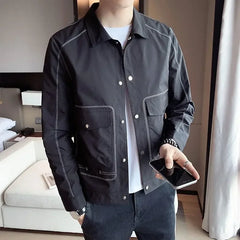 Threebooy Men's Jackets Spring Autumn New In Trendy Clothing Fashion Male Coats Y2k Harajuku Aesthetic Luxury Designer Casual Vintage