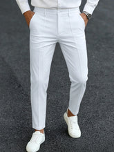 Threebooy Men's Ankle Length Dress Pants 100% Polyester Slim Fit Formal Business Cropped Trousers