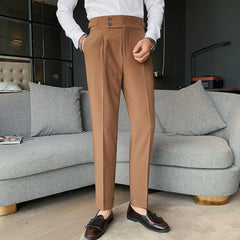 Threebooy Men Spring Suit Pants Fashion Casual Slim Fit Business Suit Trousers Men's Wedding Party Work Pants Classic Large Size 36