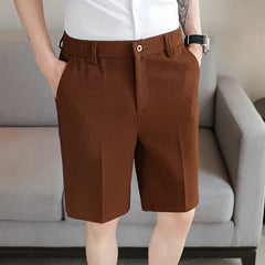 Threebooy Men Summer High Quality Casual Business Shorts Male Slim Fit Fashion Waffle Pattern Shorts/ Breathe Cool Comfort Short 29-38