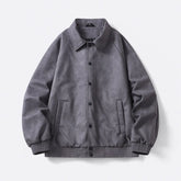 Threebooy Men's Spring Autumn New Suede Jacket Loose Fit Lightweight Casual Sporty Couple Outerwear Street Coat for Students Daily Wear