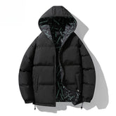 Threebooy Korean Hip Hop Winter Parkas Thickened Warm Padded Coat Youth Trendy Bread Jacket Two Sides Wearing Jacket Cityboy Hooded Wear