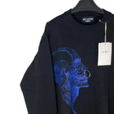 Threebooy Mens Y2k Long-Sleeved T-Shirt Spring Autumn New Fashion Round Neck Printed Skull Unique Design Nose Buckle Silhouette Tops Men