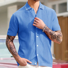 Threebooy Men's Luxury Clothing Knit Short Sleeve Polo Shirt Casual Streetwear Lapel Button Down Cardigan Breathable Tops Summer Knitwear