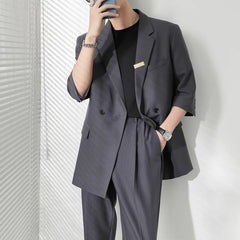 Threebooy Autumn Men's Clothing Light Luxury Business Leisure Suit Jacket Set Streetwear Elegant Korean Popular Clothes Slim Pants Suit