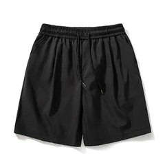 Threebooy Men's Solid Color Casual Shorts Elastic Waist Loose Streetwear Breathable Summer New Daily Fashion Sportswear