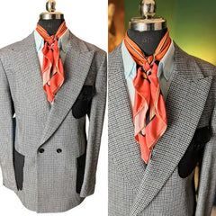 Threebooy Classic Grid Men's Suits 2 Pieces Blazer Pants Double Breasted Prom Dinner Formal Occasion