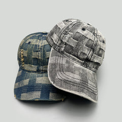 Threebooy Personal Cowboy Plaid Broken Style Baseball Hats New Men Women Sunshade Retro Versatile Distress Fashion Outdoor ins Peaked Caps