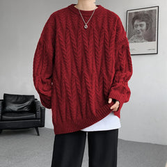 Threebooy Autumn Winter New Men's Knitted Sweater Solid Color O-Neck Loose Casual Pullovers Men Knit Streetwear Fashion Couple Sweaters